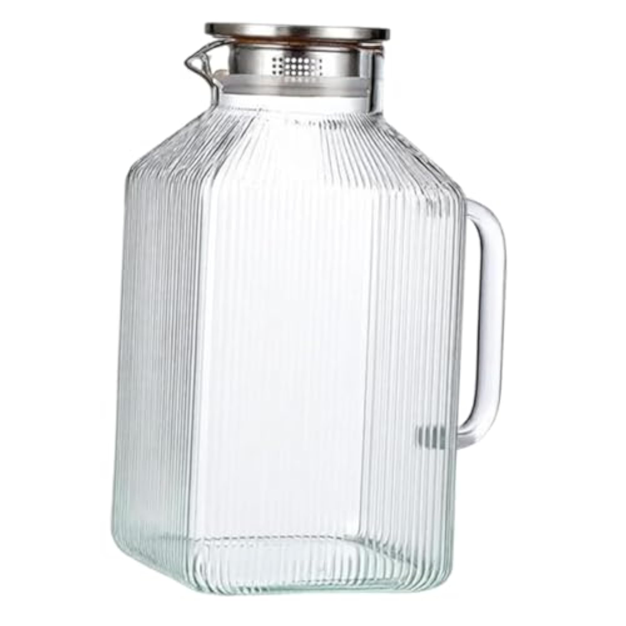Glass Pitcher Water Juice Jug with Clear Handle, 3800ml